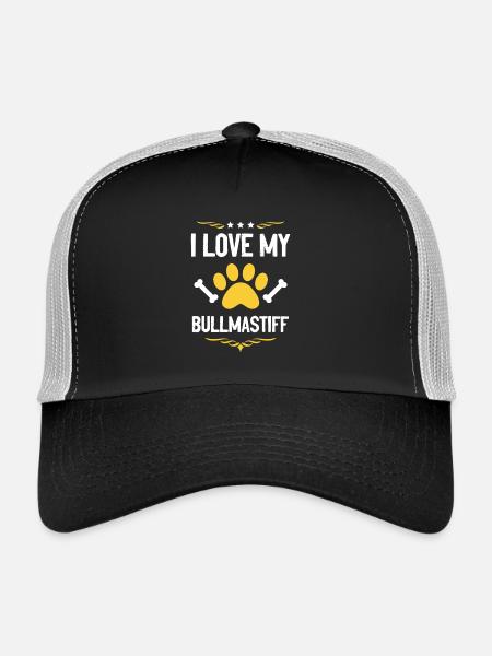 J’adore Bullmastiff - Casquette trucker  - noir/gris pierre - Devant