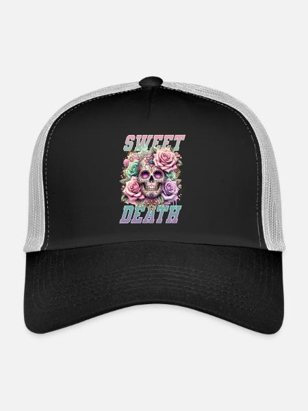Fleurs Crâne Beauté Floraison - Casquette trucker  - noir/gris pierre - Devant
