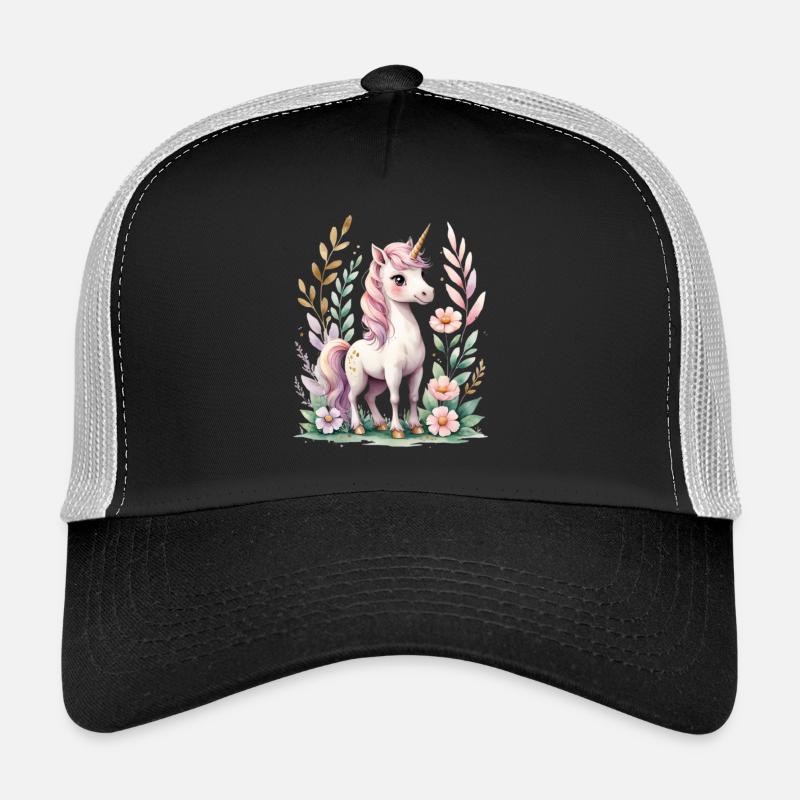 Pastell Einhorn mit Blütenrahmen Trucker Cap