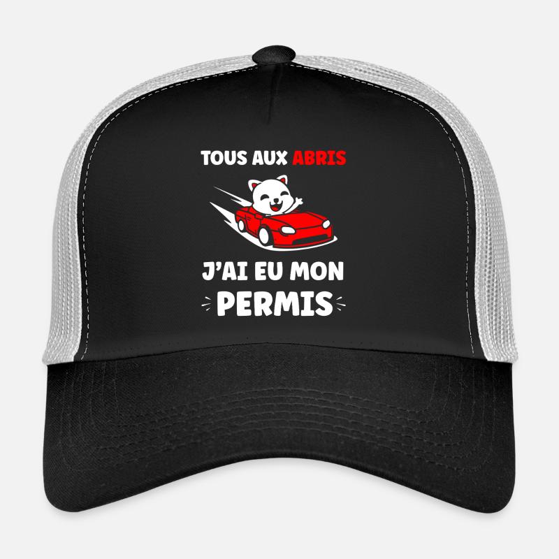 Panda en Cabrio Rouge Permis Casquette trucker 