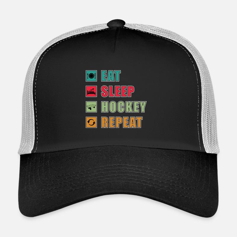 Eat Sleep Hockey Repeat Trucker Cap