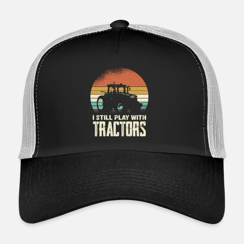 Retro Traktor Silhouette mit Schrift Trucker Cap