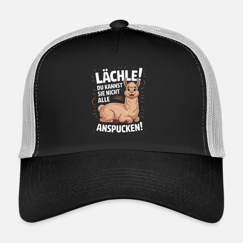 smile you can't spit at them all alpaca - Trucker Cap - black/stone grey
