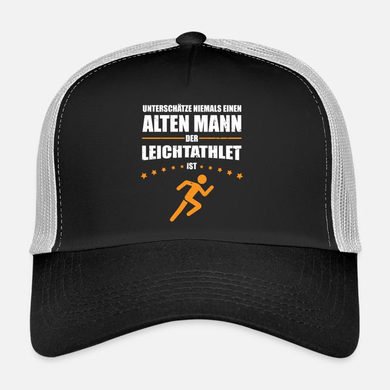 Geschenk Alter Mann - Leichtathlet | Retro Vintage - Trucker Cap - Schwarz/Steingrau