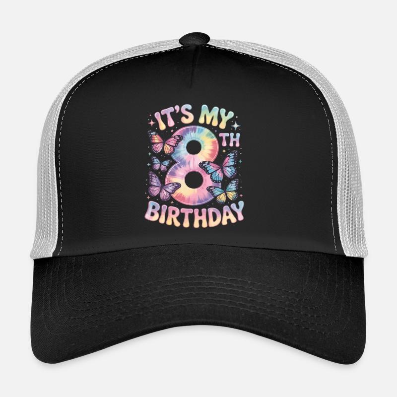 8. Geburtstag Regenbogen Schmetterling Deko Trucker Cap