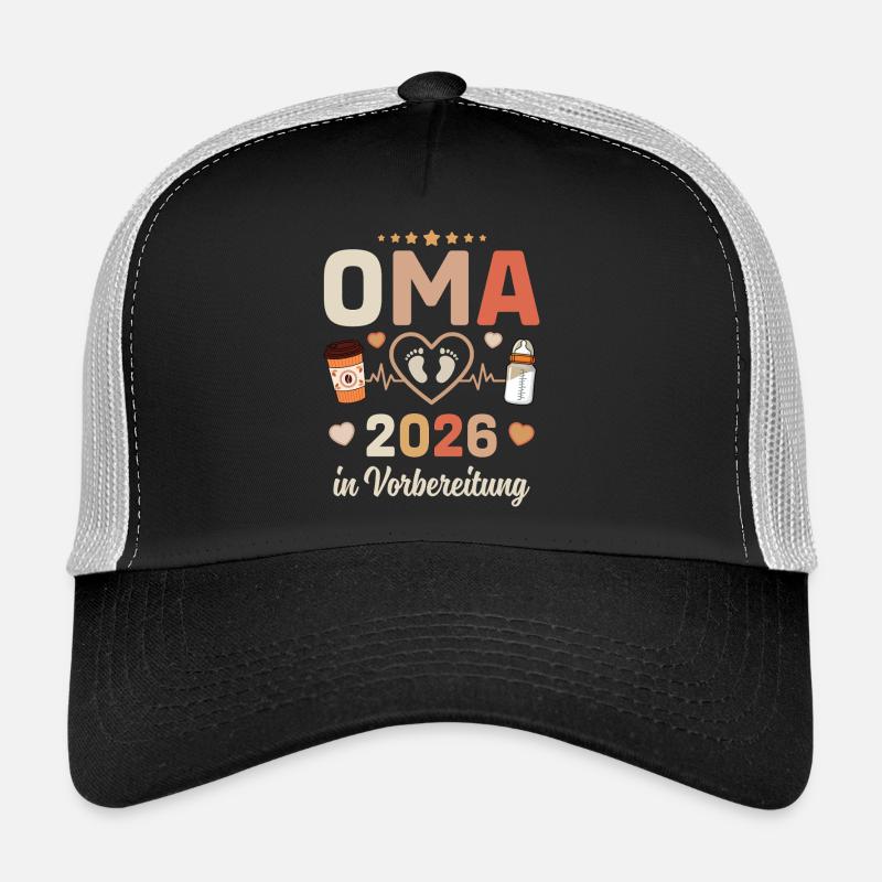Oma 2026 In Vorbreitung Werdende Großmutter 2026 - Trucker Cap - Schwarz/Steingrau
