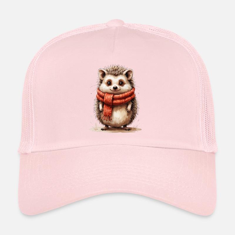 Winter hedgehog with red scarf Trucker Cap