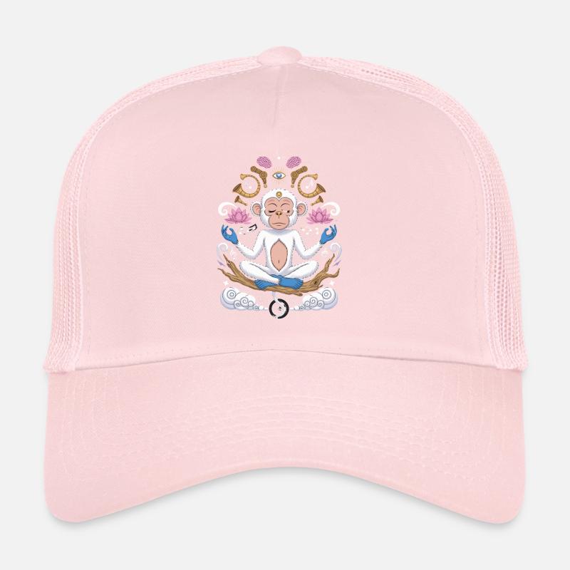 Singe méditant avec lit de lotus et Casquette trucker 
