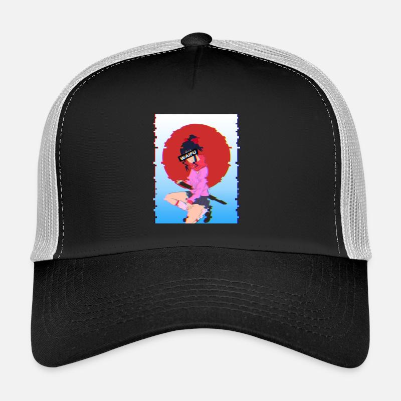 Glitch Samurai Waifu: Vaporwave-Ästhetik Trucker Cap