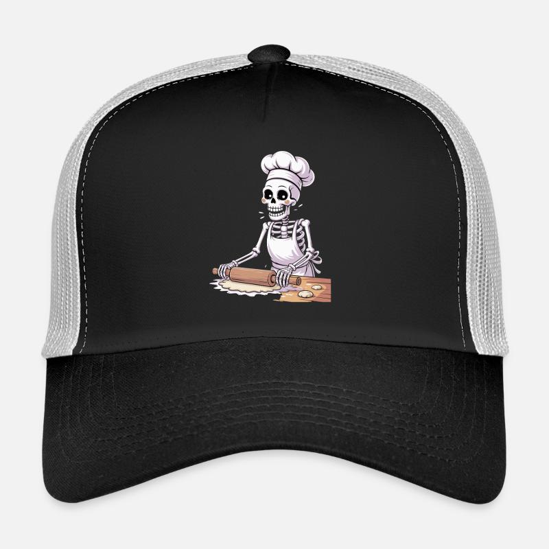 Skeleton Baker Funny Cooking Motif Trucker Cap