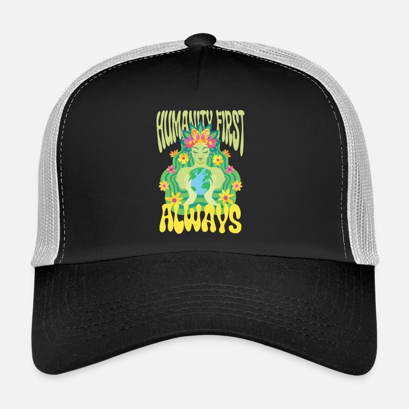 Menschlichkeit Equality Humanity First Always Trucker Cap