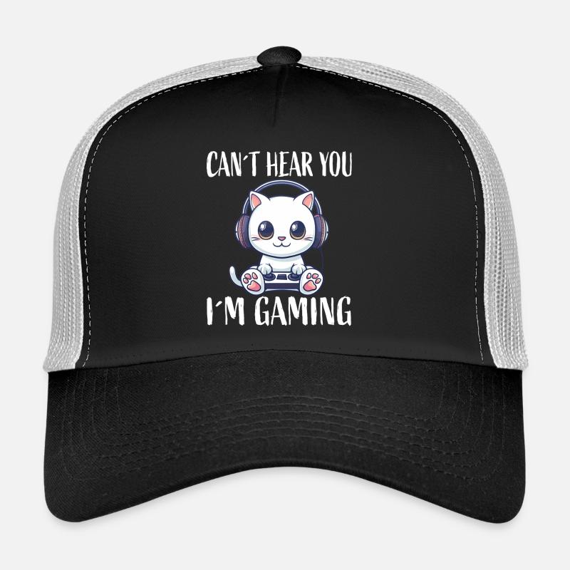 Chat gamer avec un casque Casquette trucker 