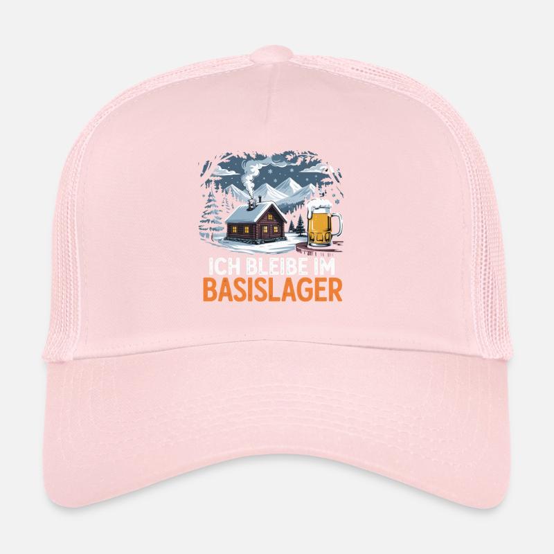 Je loge au camp de base - une cabane et une bière dans le Casquette trucker 
