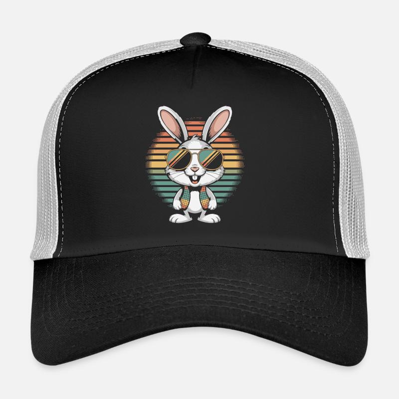 Lapin arc-en-ciel avec des lunettes de soleil Casquette trucker 