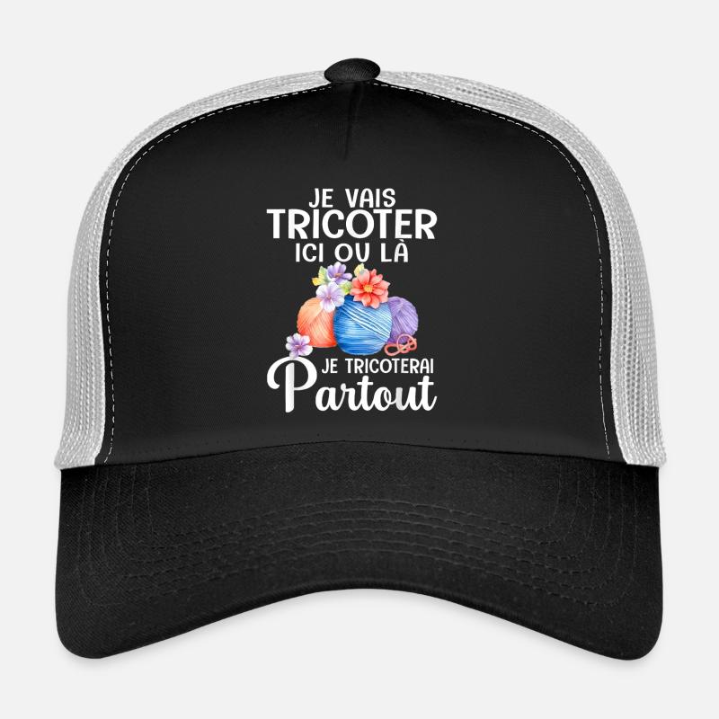 I'm going to knit here or there, I'll knit everywhere - Trucker Cap - black/stone grey