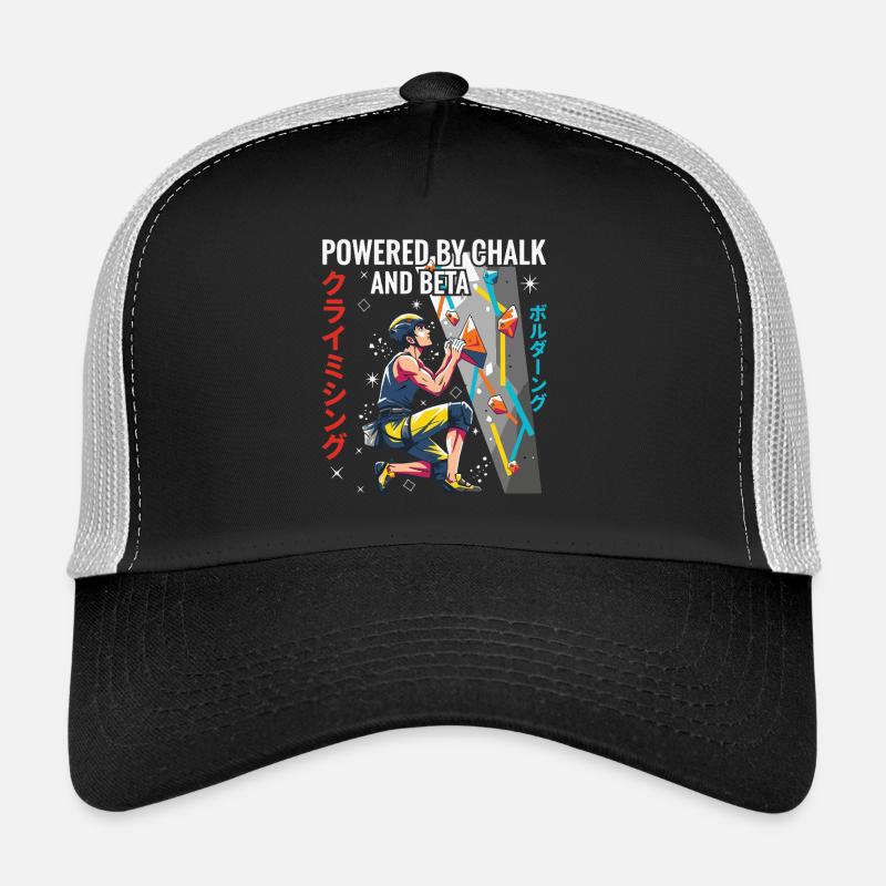 Powered By Chalk And Beta Climbing Design Trucker Cap