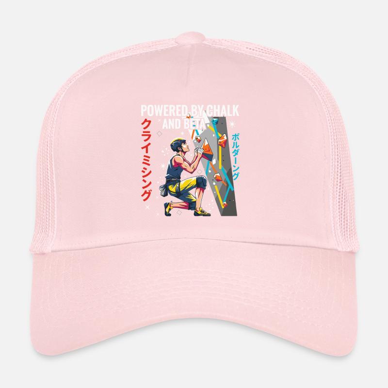 Powered By Chalk And Beta Climbing Design Trucker Cap