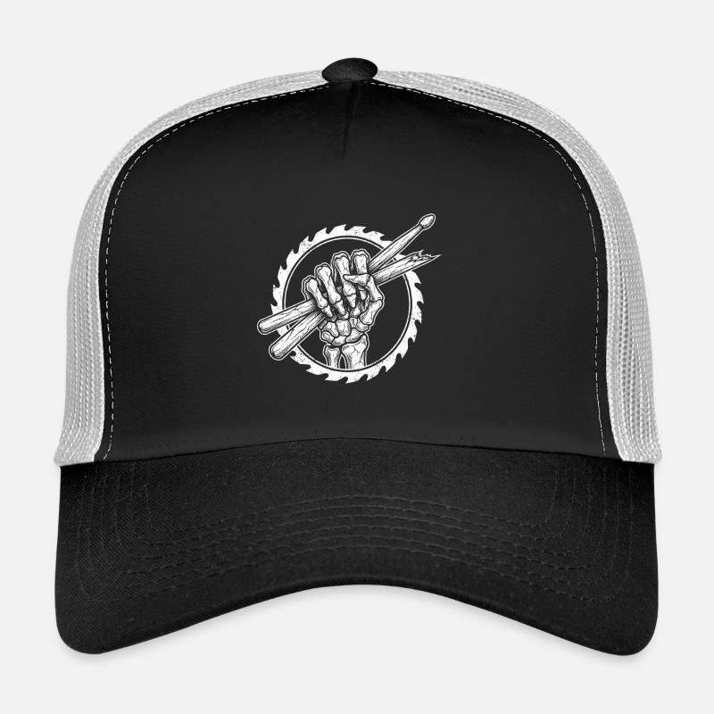 Main squelette avec baguettes de batterie Casquette trucker 