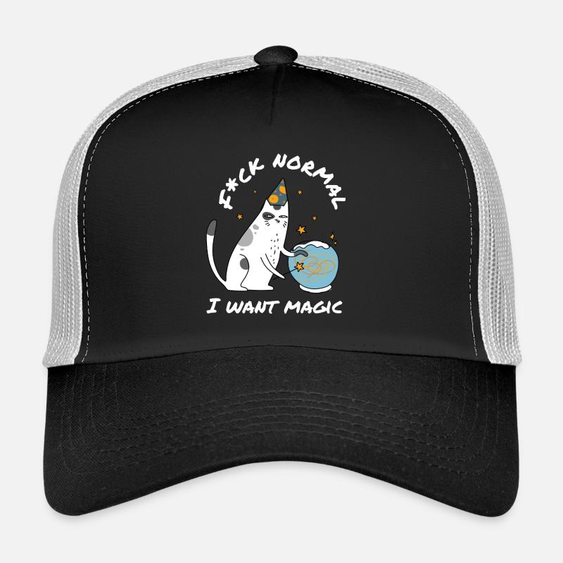 Fuck Normal I Want Magic – Cute Wizard Cat Trucker Cap