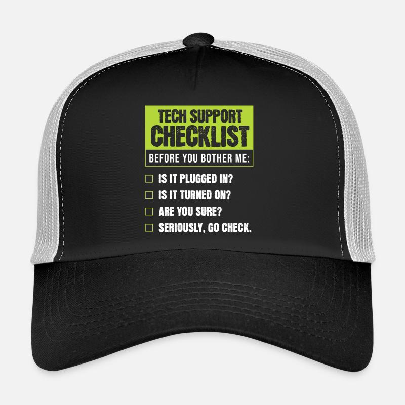 Liste d’humour du support technique pour les problèmes du quotidien Casquette trucker 