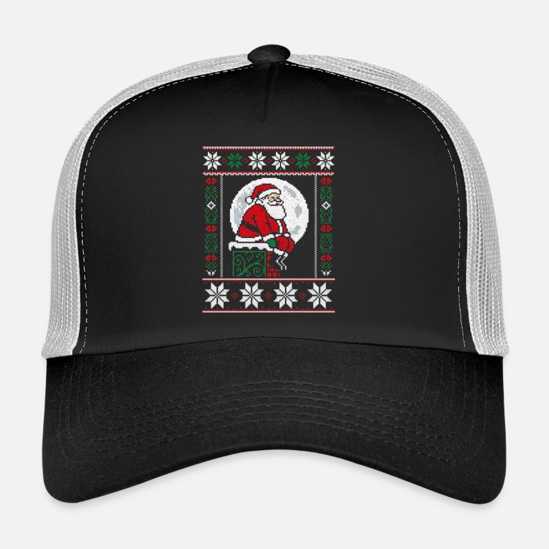 Noël Pixel Art Santa sur Cheminée Casquette trucker 