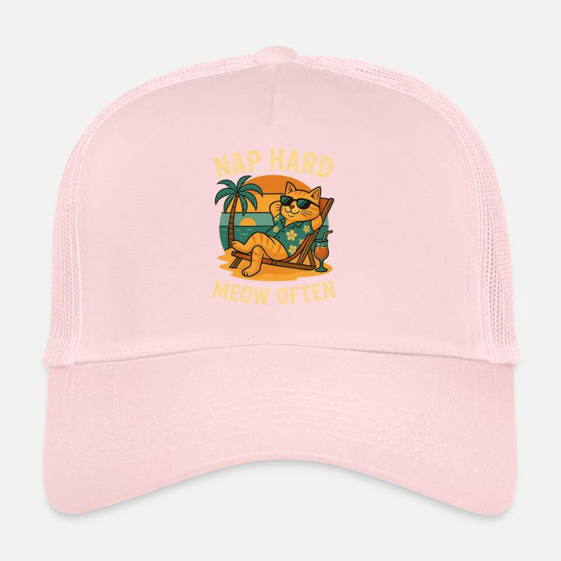 Chat fait une sieste de plage difficile souvent Casquette trucker 