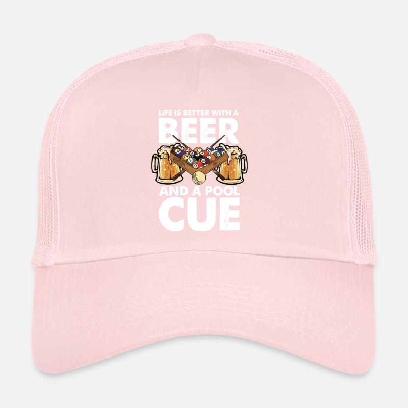 Bière, billard et queue Casquette trucker 