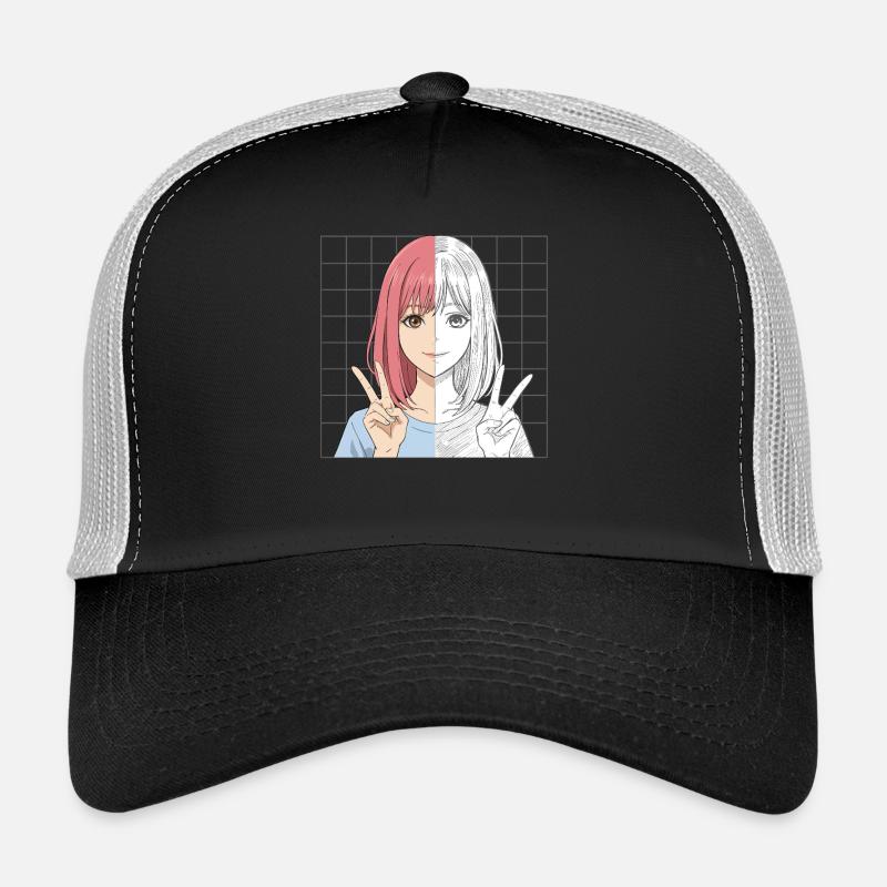 Anime Sketching Half Color Half Line Art Trucker Cap