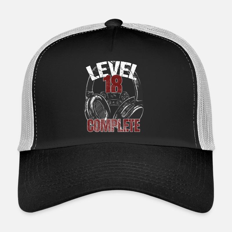 Niveau 18 Conception complète de l’anniversaire du joueur Casquette trucker 