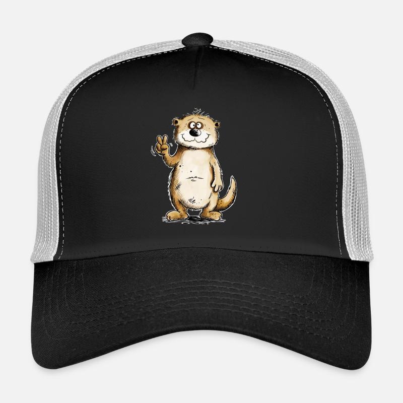 Conception du signe de paix de la loutre - Casquette trucker  - noir/gris pierre