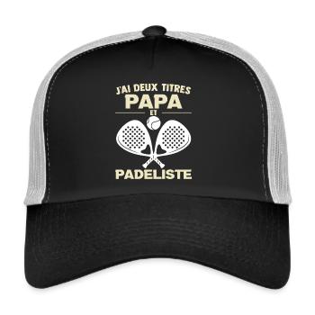Papa Padel Vatertags-Padelistengeschenk - Trucker Cap - Schwarz/Steingrau - Vorne