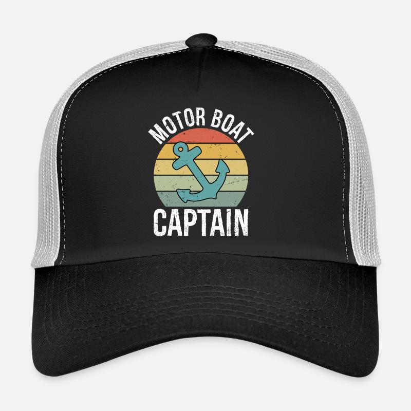 Motor Boat Captain Funny Pontoon Boating Motor Trucker Cap