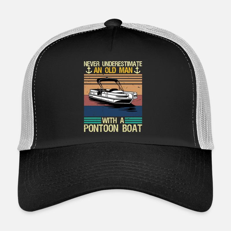 Never Underestimate An Old Man With Pontoon Boat - Trucker Cap - Schwarz/Steingrau