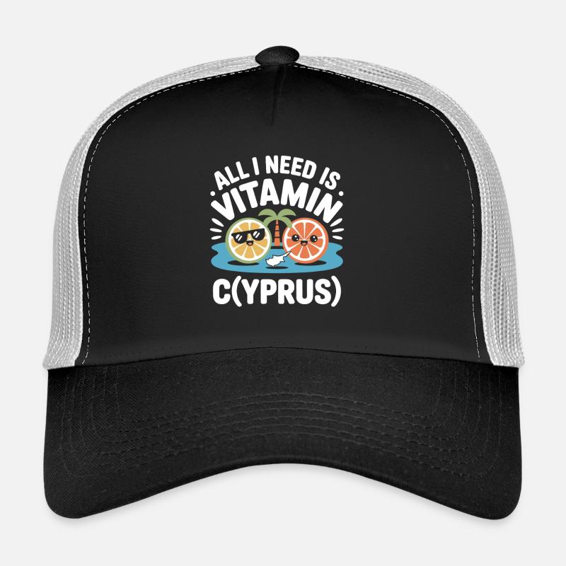 Chypre Tout ce dont j’ai besoin, c’est de vitamines Chypre Drapeau chypriote Casquette trucker 