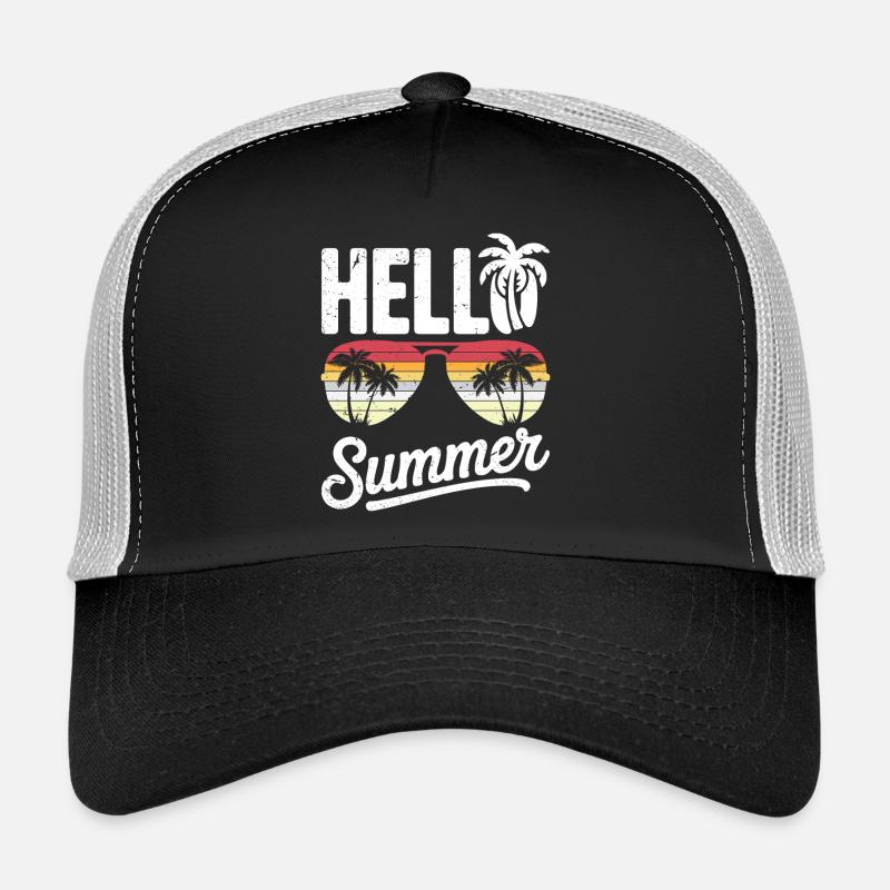 Hello Summer Retro Vintage Sunglass Trucker Cap