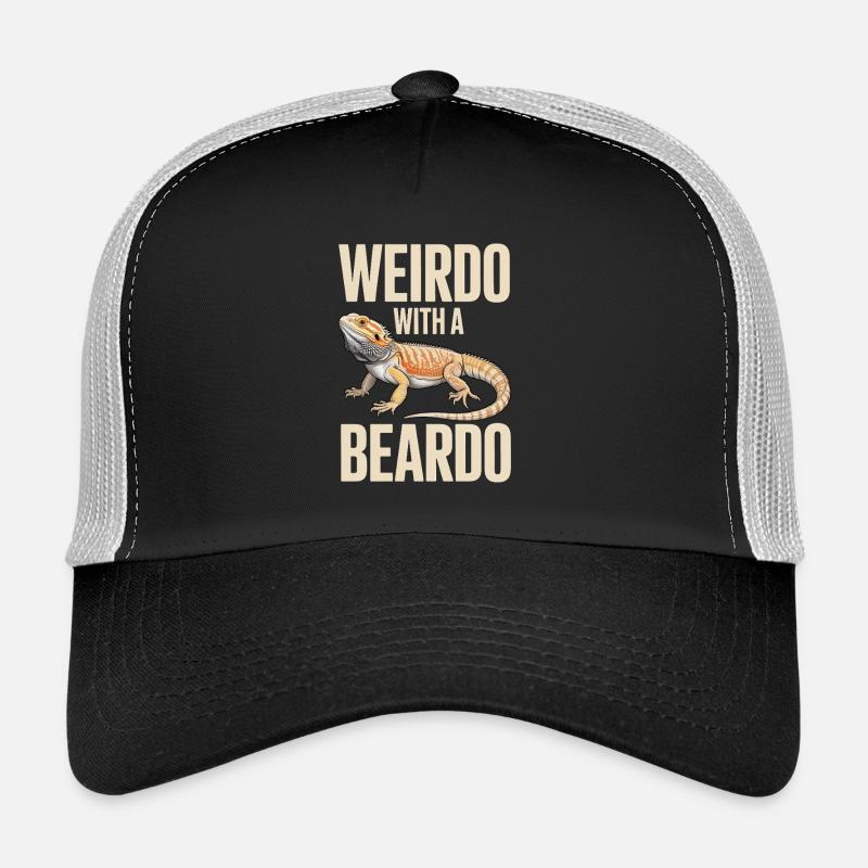 Un type bizarre avec un gecko barbe Casquette trucker 