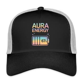 Aura Energy 67% Pastell-Batterie-Meme - Trucker Cap - Schwarz/Steingrau - Vorne