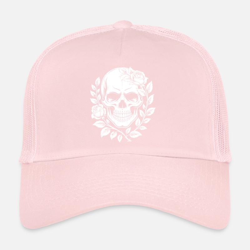 Crâne avec couronne de fleurs Casquette trucker 