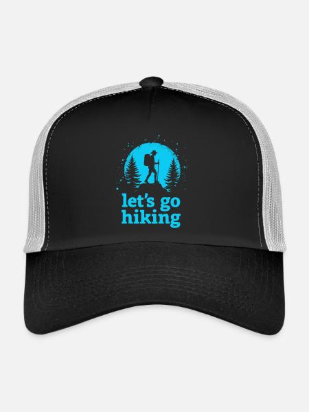 Let's go hiking mountaineer hiker silhouette - Trucker Cap - black/stone grey - Front
