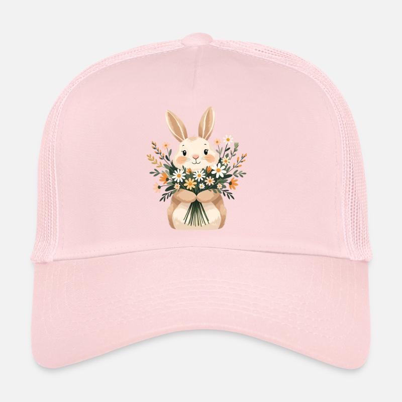 Hase mit Frühlingsblumenstrauß Trucker Cap