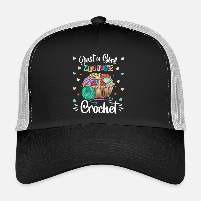 Buntes Häkeln Hobby & Wolle Liebhaberin Mädchen - Trucker Cap - Schwarz/Steingrau
