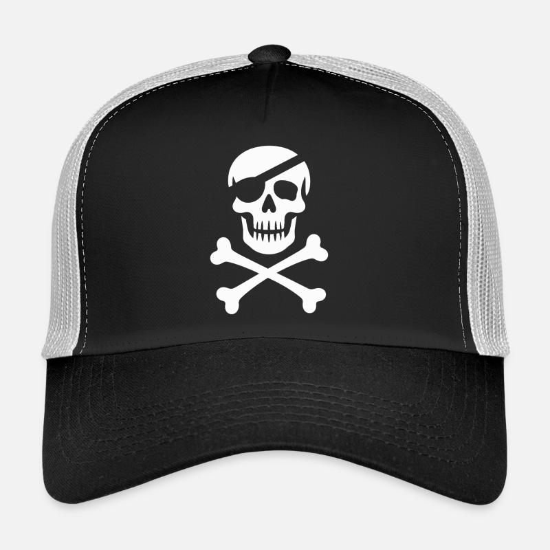Classic Jolly Roger Pirate Skull Trucker Cap