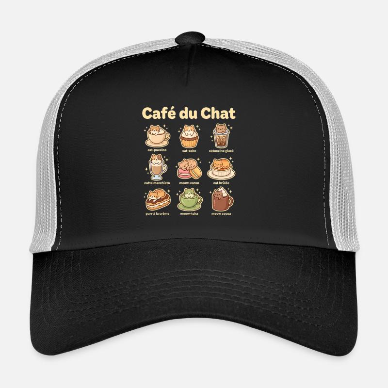 Café du Chat Katzengenuss - Trucker Cap - Schwarz/Steingrau