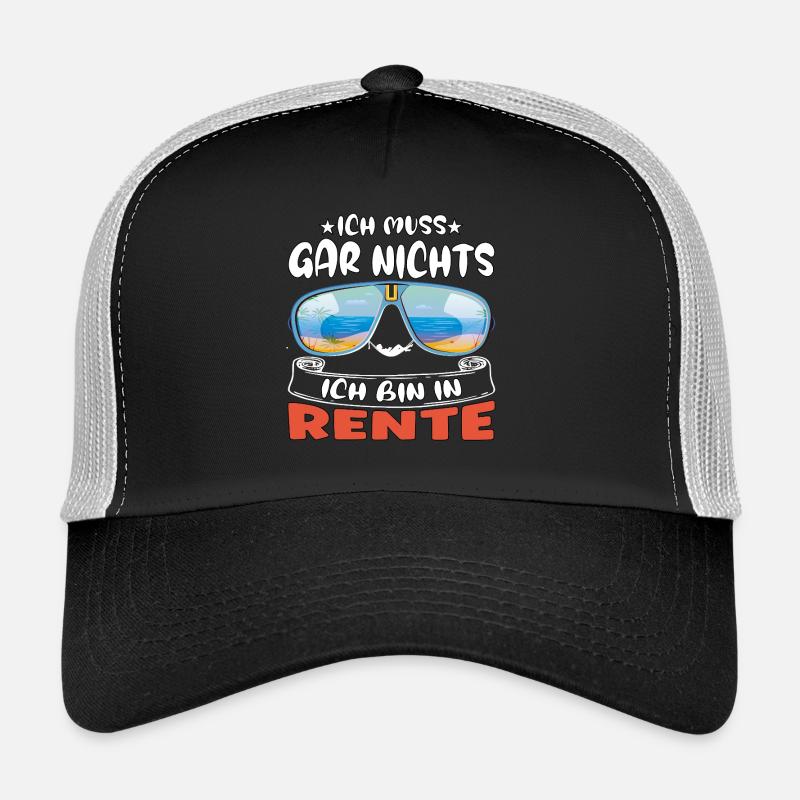 Ich muss gar nichts – Ich bin in Rente - Trucker Cap - Schwarz/Steingrau