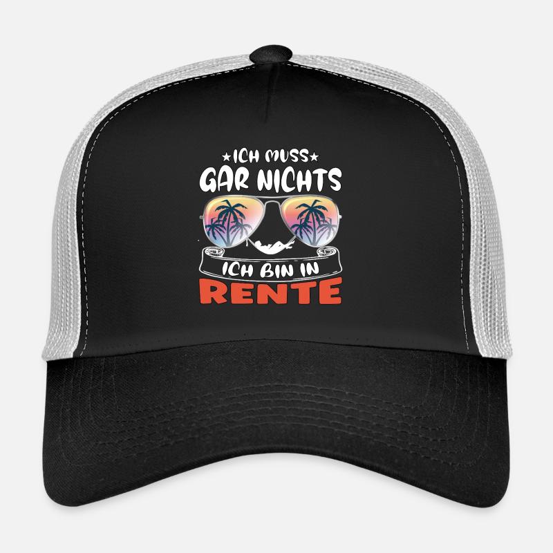 Ich muss gar nichts – Ich bin in Rente - Trucker Cap - Schwarz/Steingrau