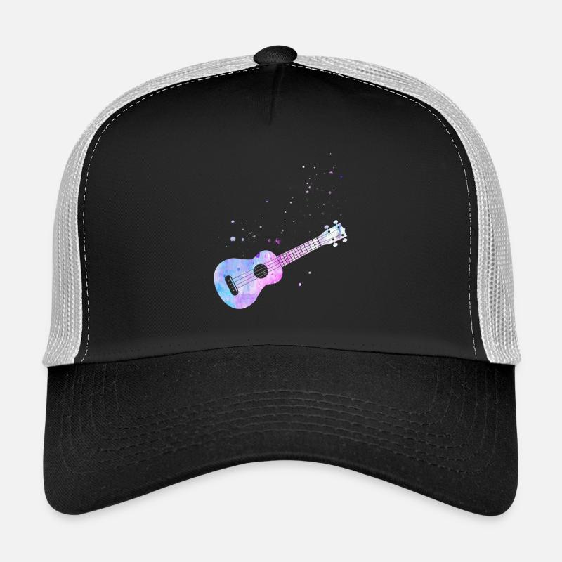 Hawaiian Ukulele Uke Watercolor Trucker Cap