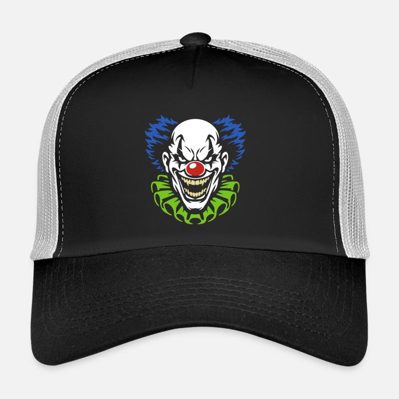 Dämonischer Clown mit grimmigem Grinsen Kostüm Trucker Cap