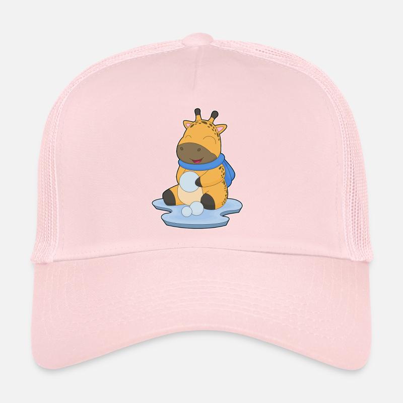 Giraffe Winter Snowball Trucker Cap