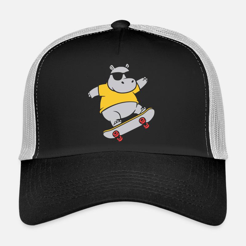 Cooles Nilpferd Skater Skateboard Vektor Trucker Cap