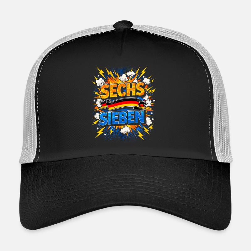 SECHS SIEBEN Deutschland Fan Comic - Trucker Cap - Schwarz/Steingrau